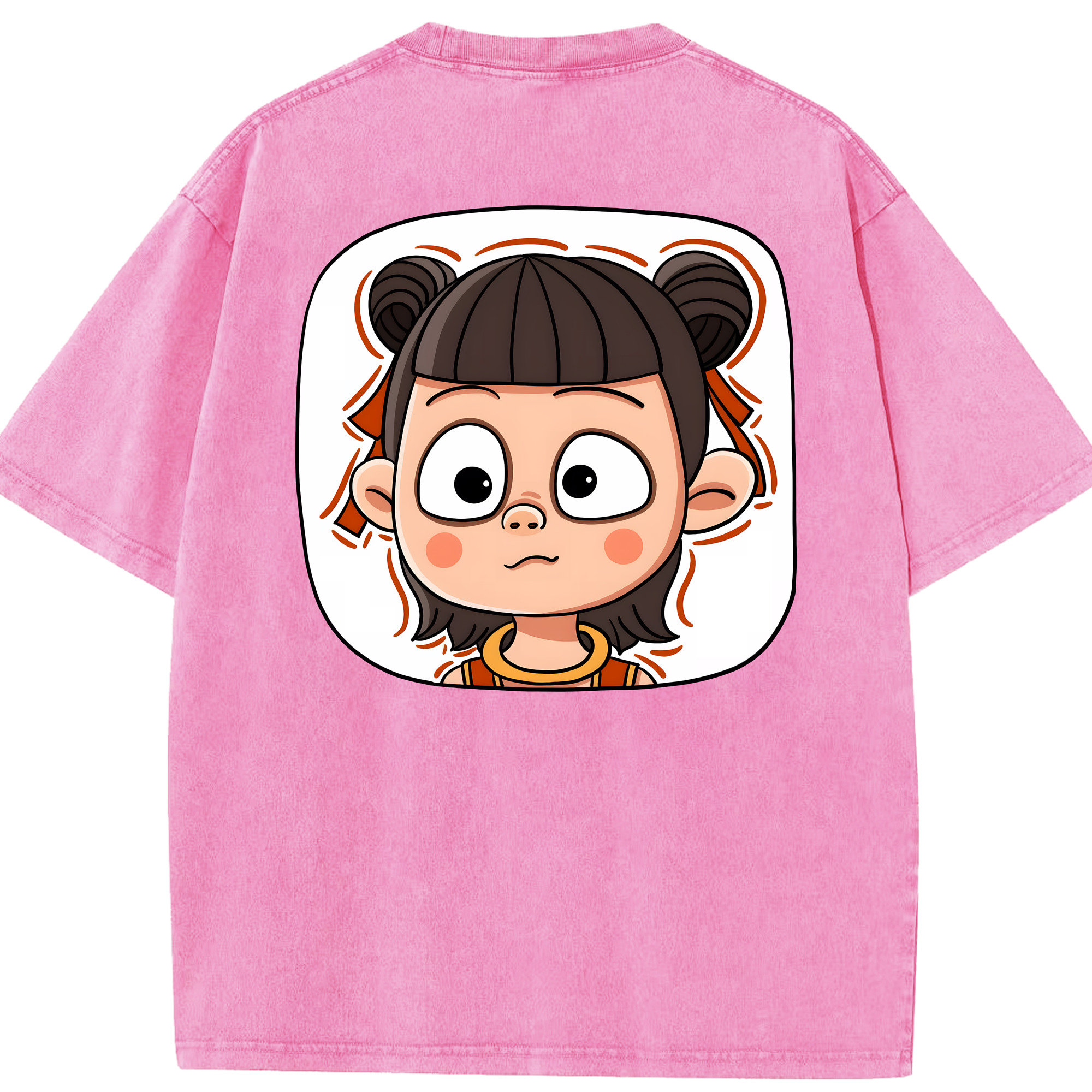 （画像用） Ne Zha 2 ナタ 魔童の大暴れ 綿100% ヴィンテージ風 半袖Tシャツ（背面プリント）